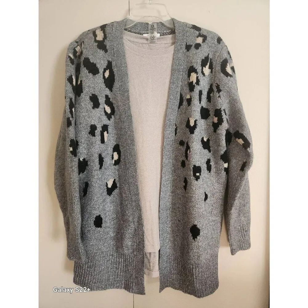 C45 Maurice's animal leopard print sweater cardigan NWOT